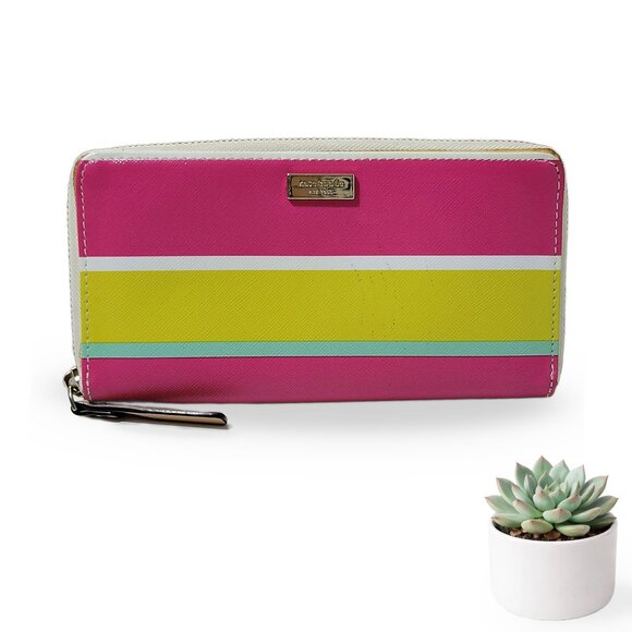 kate spade Handbags - Kate Spade New York Striped Zip Around Wallet Wristlet Multicolor